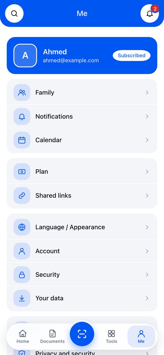The Awraqi Me screen with numbered buttons